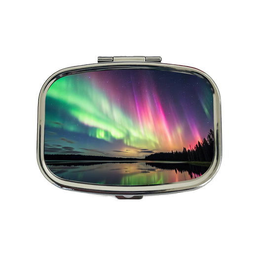Aurora Borealis Northern Lights Over Lake Travel Pill Box Case