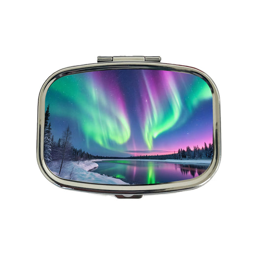 Aurora Borealis Northern Southern Lights Colorful Beautiful Travel Pill Box Case