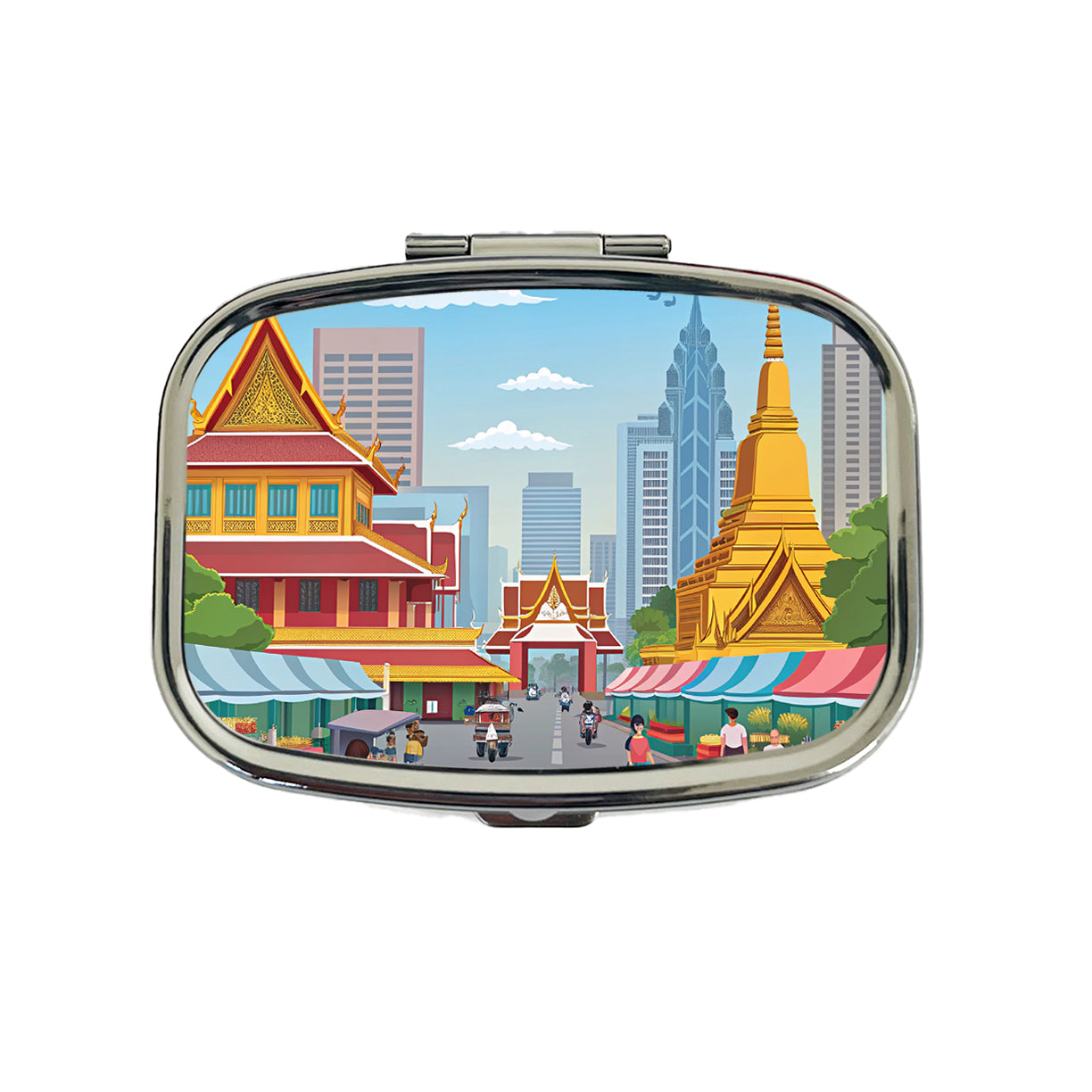 Bangkok Thailand Drawing Travel Pill Box Case