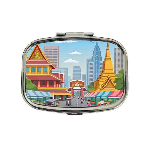 Bangkok Thailand Drawing Travel Pill Box Case