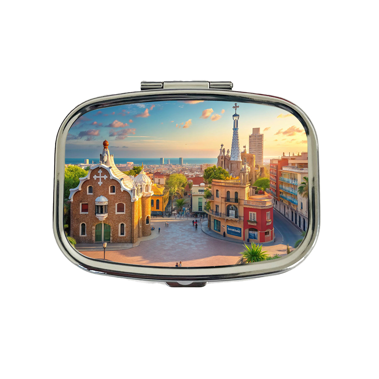 Barcelona Spain Ocean Travel Pill Box Case