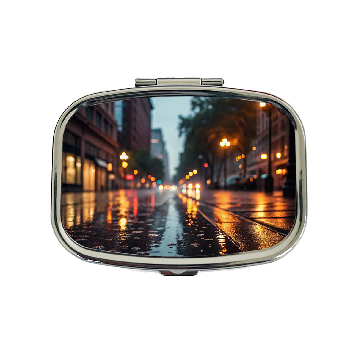 Blurred Lights City Wet Street Travel Pill Box Case