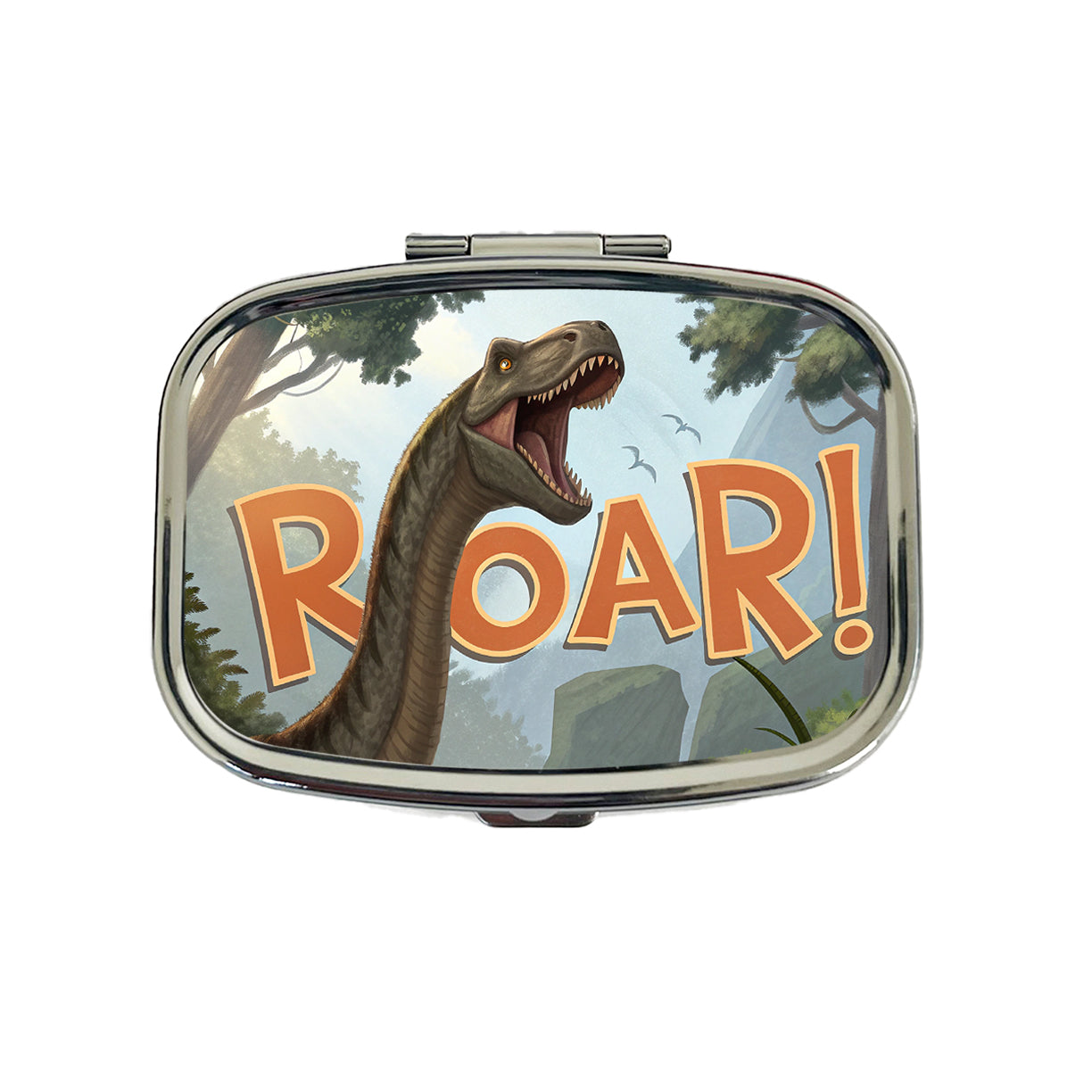 Brachiosaurus Roar Bold Text Dinosaur Travel Pill Box Case