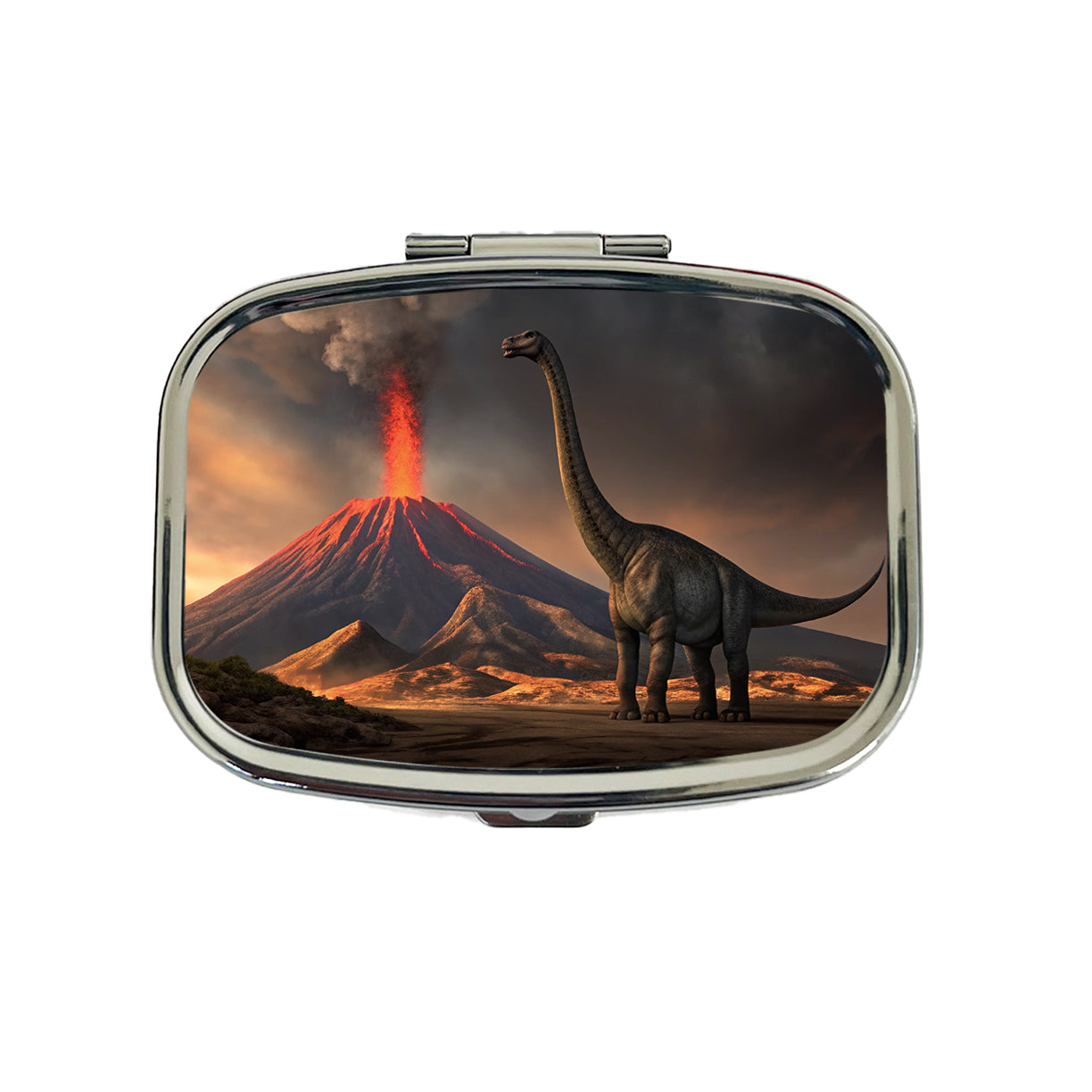 Brontosaurus Volcano Dinosaur Travel Pill Box Case