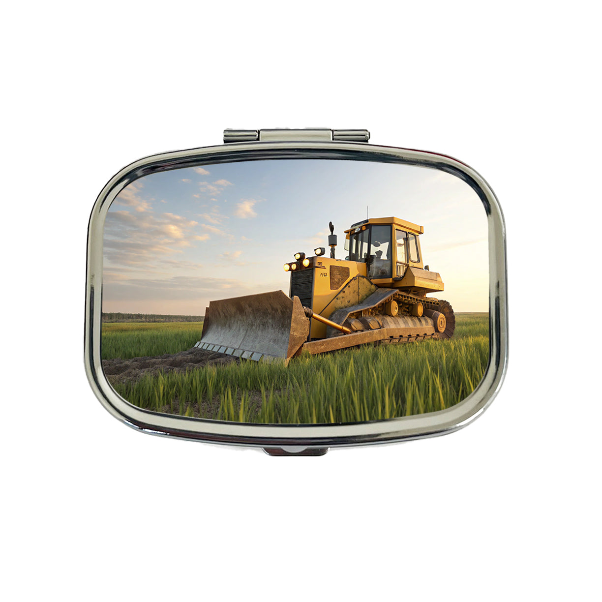 Bulldozer In Grass Field Travel Pill Box Case
