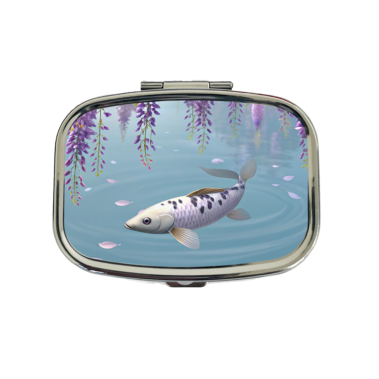 Carp Wisteria Flowers Fish Pond Travel Pill Box Case