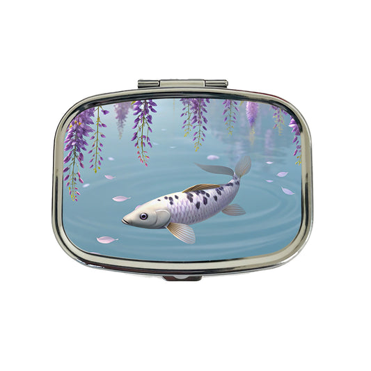 Carp Wisteria Flowers Fish Pond Travel Pill Box Case