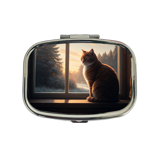 Cat In Window Pretty Travel Pill Box Case