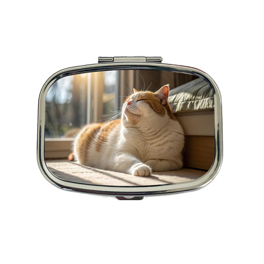 Chubby Cat Lying Down Photo Travel Pill Box Case
