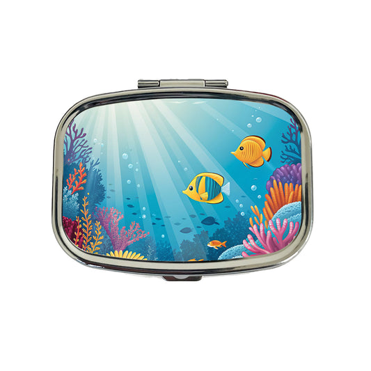 Colorful Fish Coral Light Rays Tropical Ocean Travel Pill Box Case