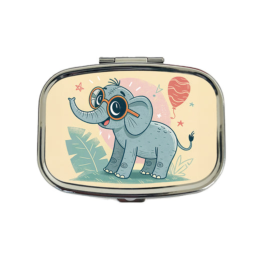 Cool Elephant Wearing Glasses Cute Travel Pill Box Case