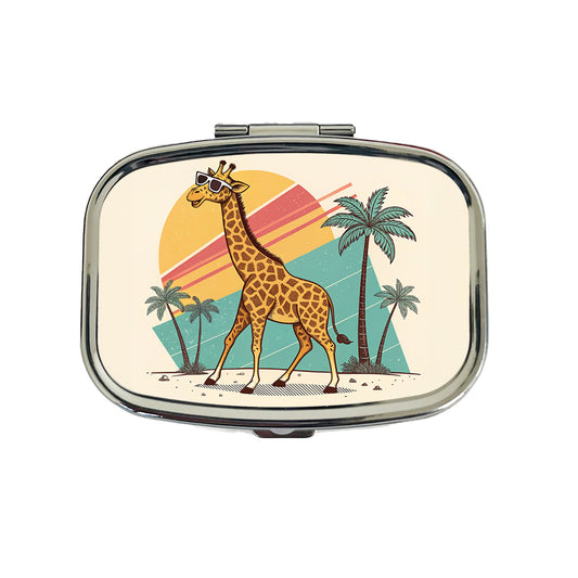 Cool Giraffe Wearing Sunglasses Retro Cute Travel Pill Box Case