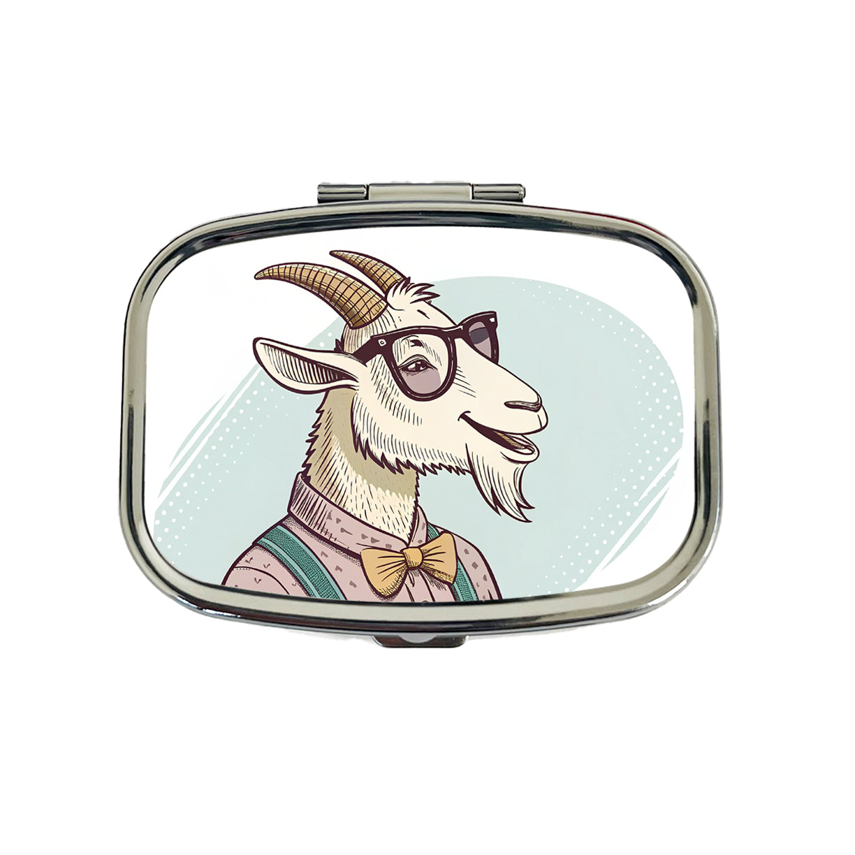 Cool Goat Wearing Glasses Retro Illustration Travel Pill Box Case
