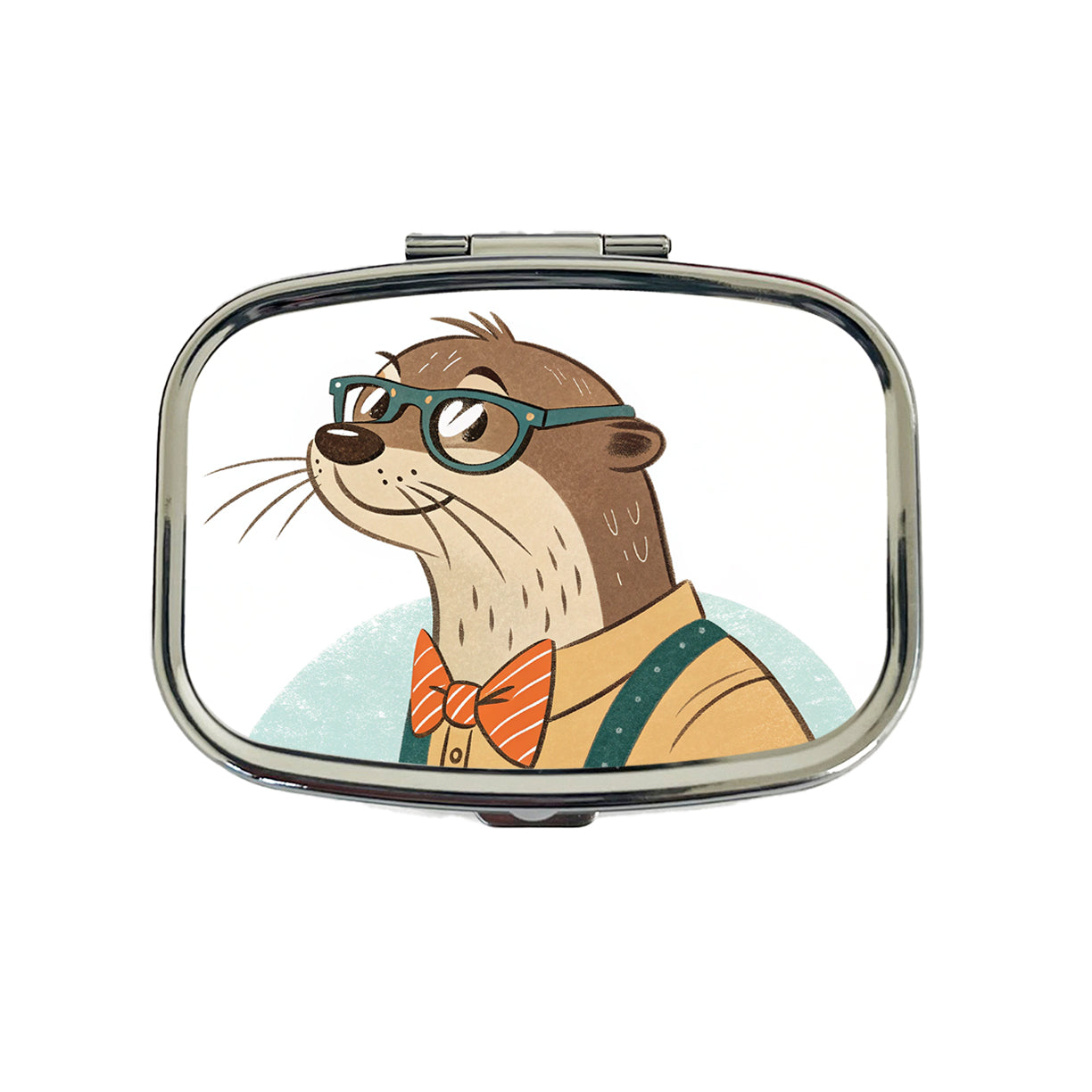 Cool Otter Wearing Glasses Retro Illustration Travel Pill Box Case