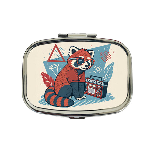 Cool Red Panda Wearing Glasses Retro Travel Pill Box Case