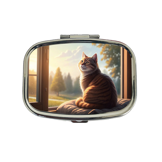 Cozy Cat In Window Travel Pill Box Case