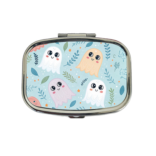 Cute Ghosts Illustration Travel Pill Box Case