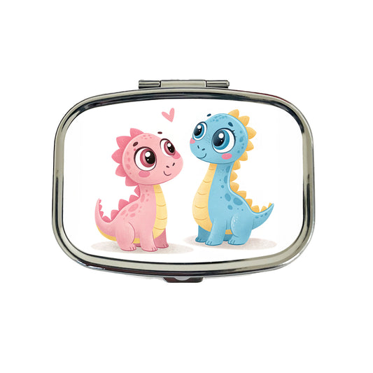 Cute Pastel Colored Cartoon Dinosaurs Travel Pill Box Case