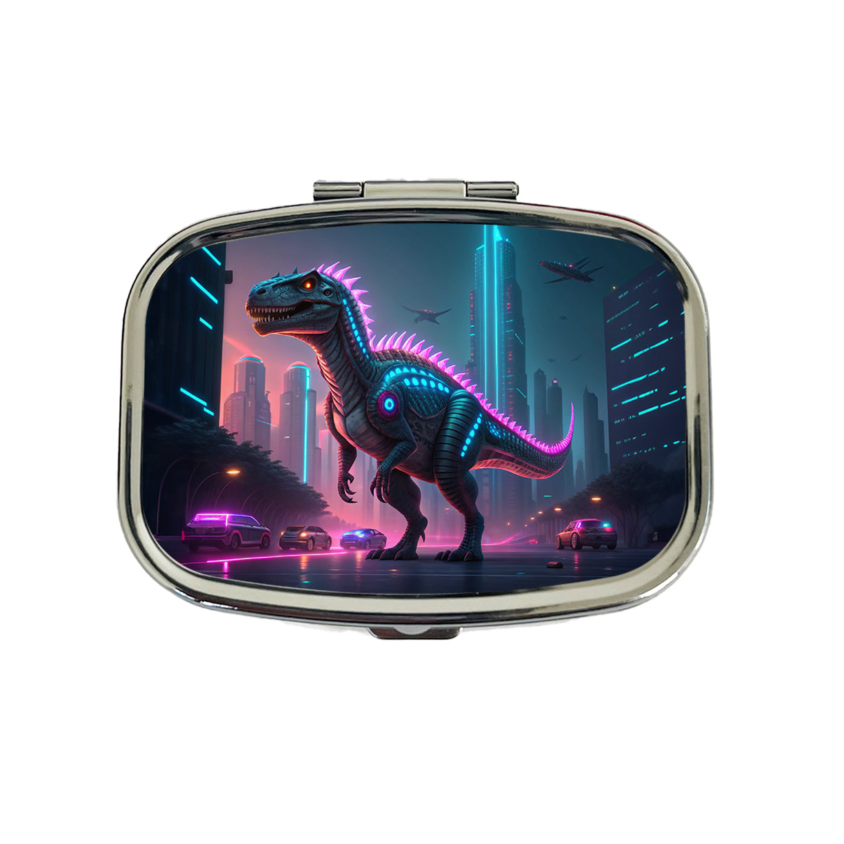 Cyberpunk Dinosaur Travel Pill Box Case