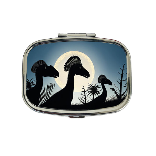 Dilophosaurus Silhouettes Dinosaurs Travel Pill Box Case
