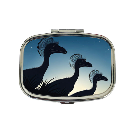 Dilophosaurus Silhouettes Night Dinosaurs Travel Pill Box Case