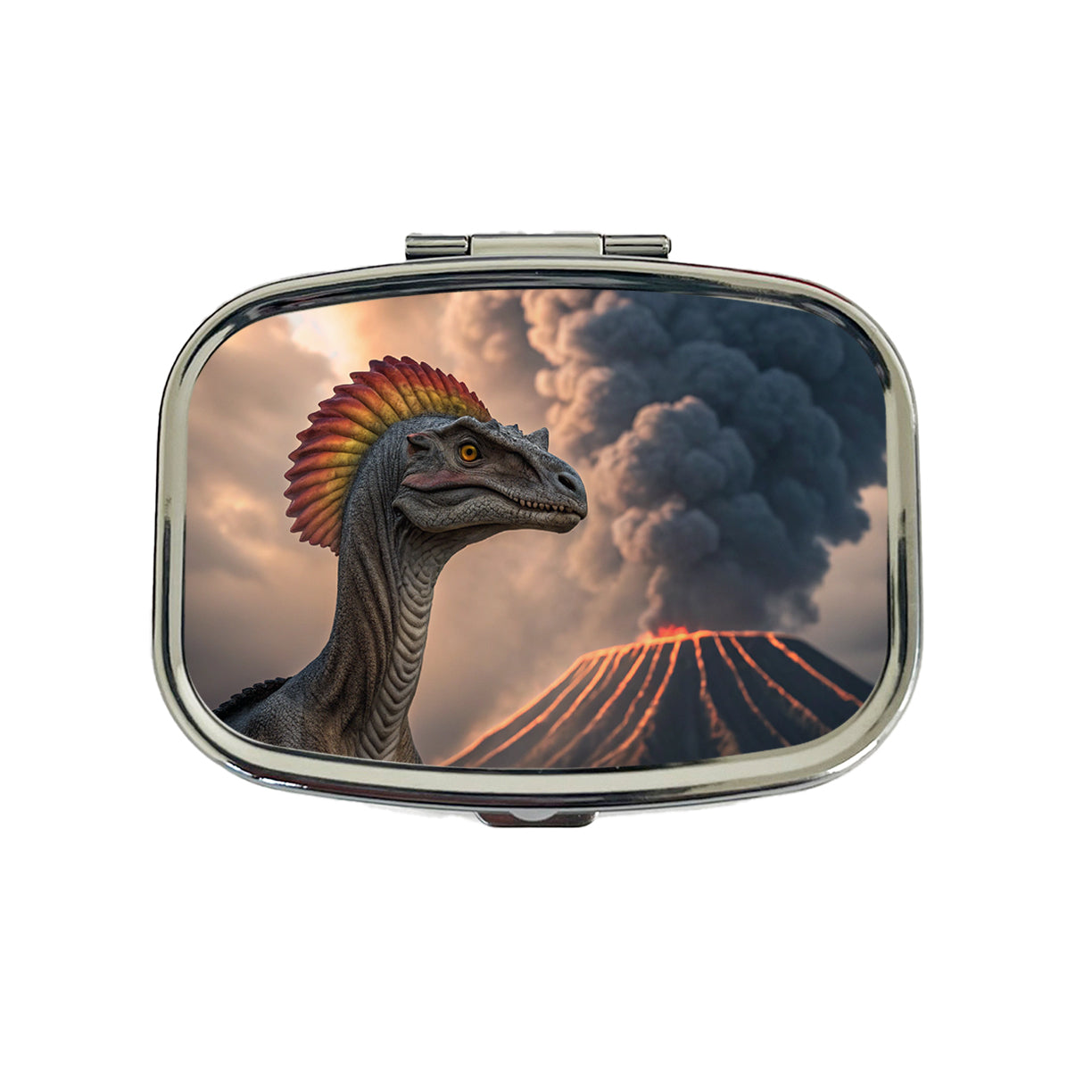 Dilophosaurus Volcano Dinosaur Travel Pill Box Case