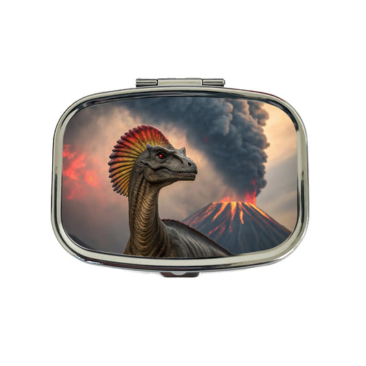 Dilophosaurus Volcano Erupting Dinosaur Travel Pill Box Case