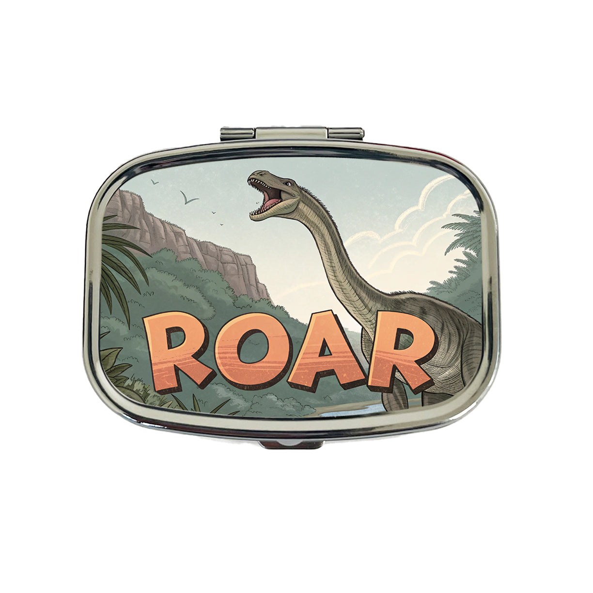 Diplodocus Roar Bold Text Dinosaur Travel Pill Box Case