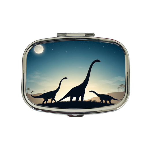 Diplodocus Silhouettes Night Dinosaurs Travel Pill Box Case