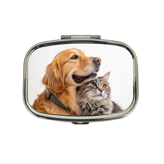 Dog Cat Hugging Love Travel Pill Box Case