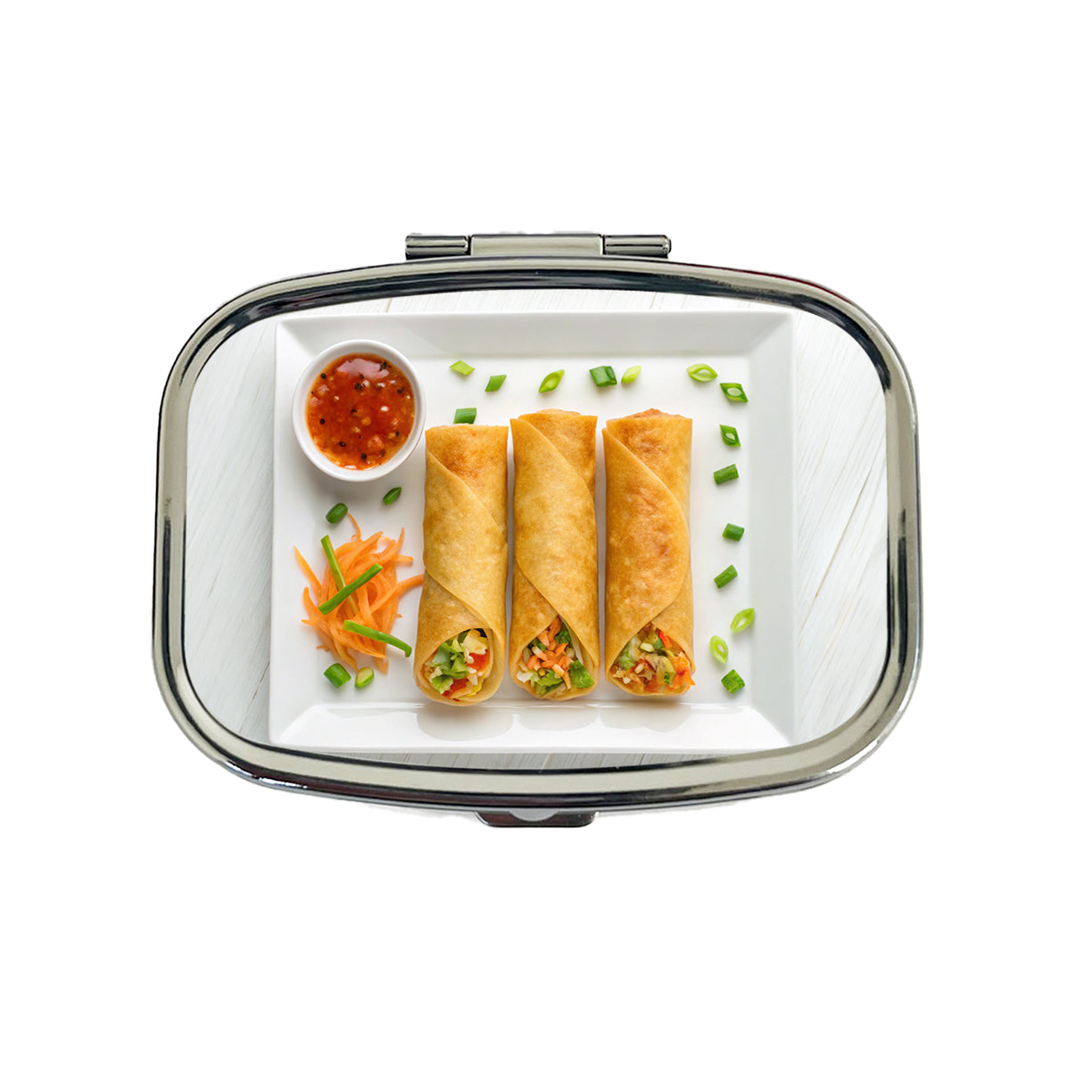 Egg Spring Rolls On Plate Travel Pill Box Case