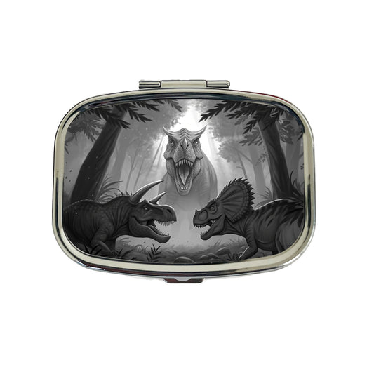 Epic Showdown T-Rex Triceratops Velociraptor Dinosaurs Travel Pill Box Case