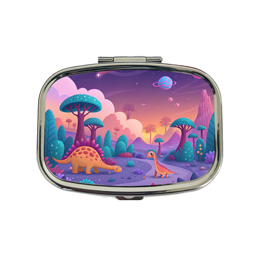 Fantasy Alien Planet Dinosaurs Colorful Travel Pill Box Case