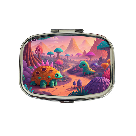 Fantasy Alien Planet Dinosaurs Travel Pill Box Case