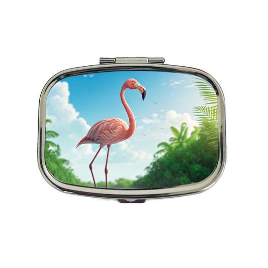 Flamingo Pink Bird In Water Travel Pill Box Case