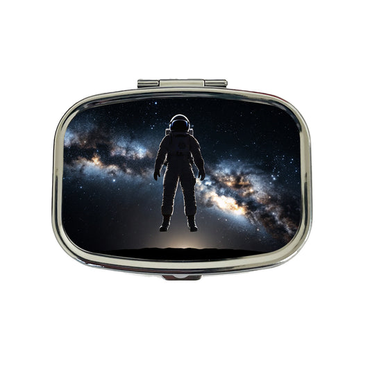 Floating Astronaut Silhouette In Space Travel Pill Box Case