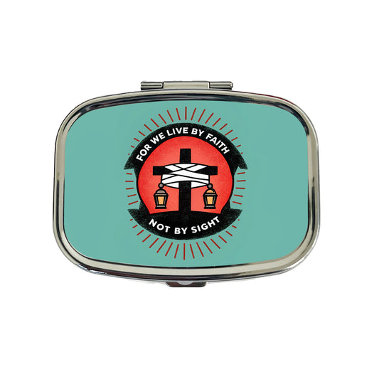 For We Live By Faith Not By Sight Bible Travel Pill Box Case