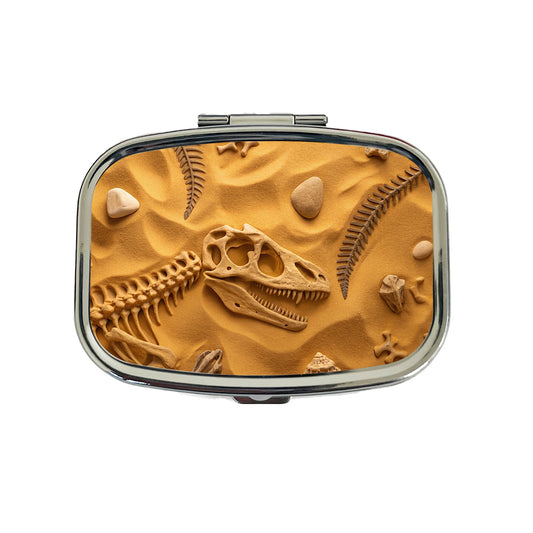 Fossils Dinosaur Bones Scattered On Sand Travel Pill Box Case