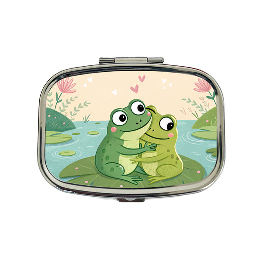 Frogs Hugging Love Travel Pill Box Case