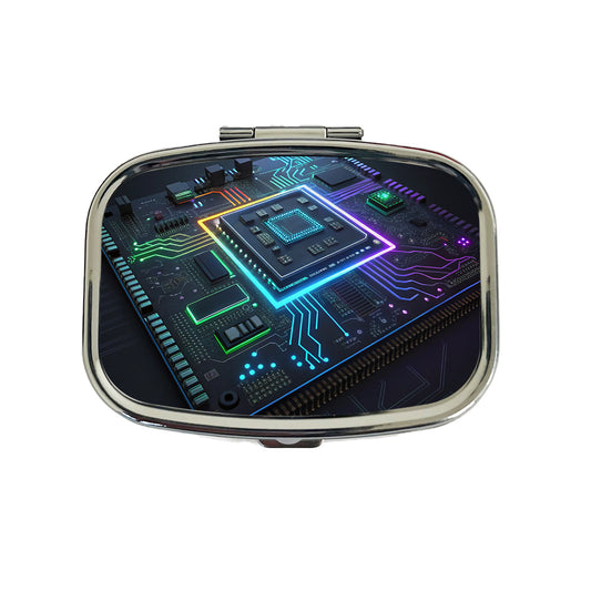 Futuristic Circuit Board Travel Pill Box Case