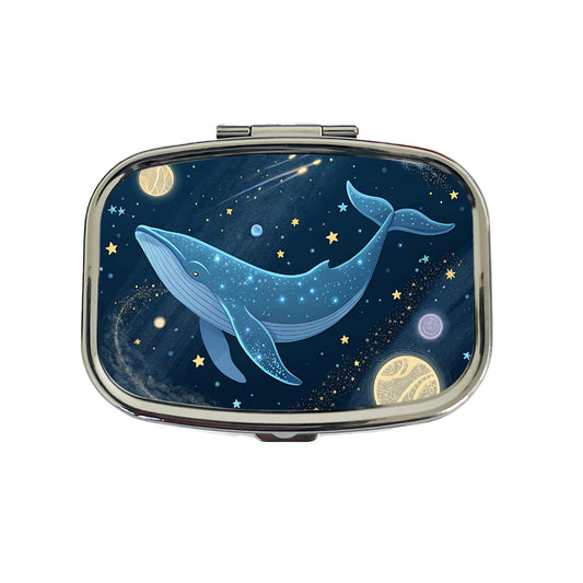 Giant Whale Floating In Space Stars Planets Travel Pill Box Case