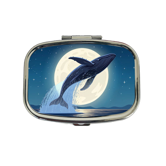 Giant Whale Leaping Over Ocean Night Travel Pill Box Case