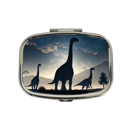 Gigantosaurus Sauropods Silhouettes Night Dinosaurs Travel Pill Box Case