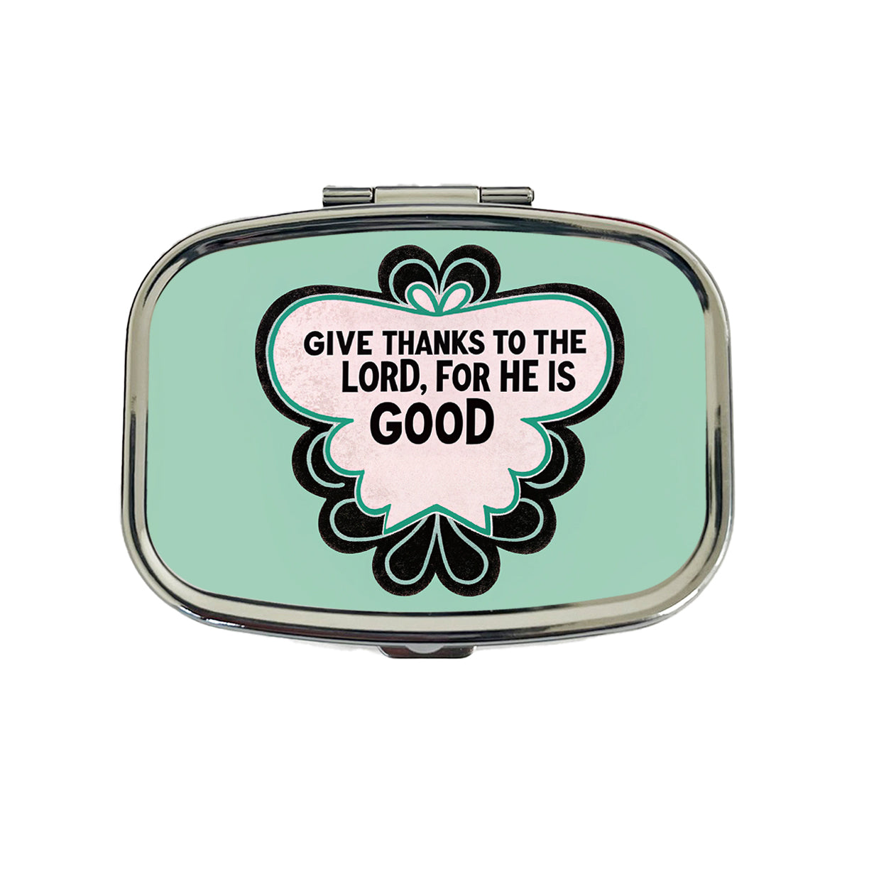 Give Thanks To The Lord For He Is Good Psalm Bible Verse Christian Travel Pill Box Case