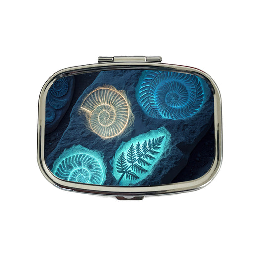 Glowing Holographic Style Fossil Imprints Travel Pill Box Case