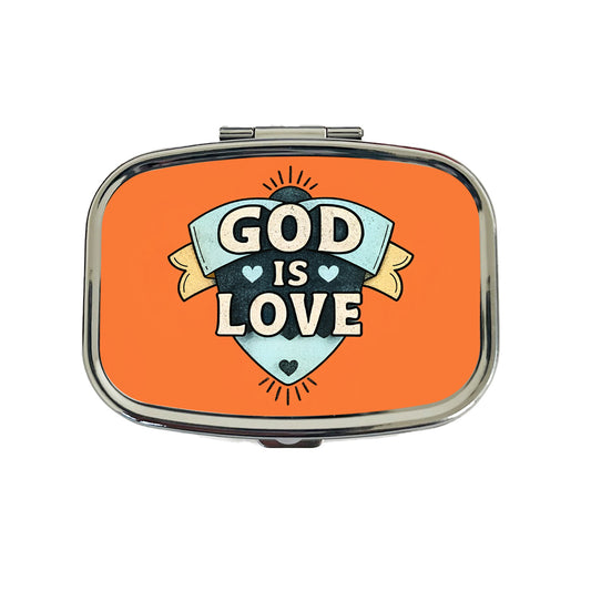 God Is Love Bible Verse Christian Colorful Travel Pill Box Case