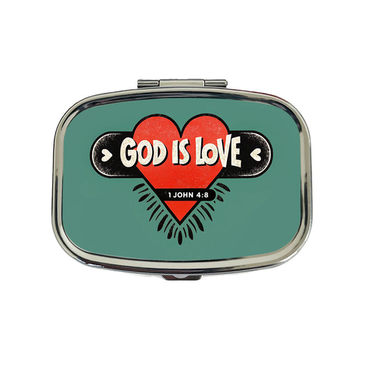 God Is Love Bible Verse Christian Travel Pill Box Case