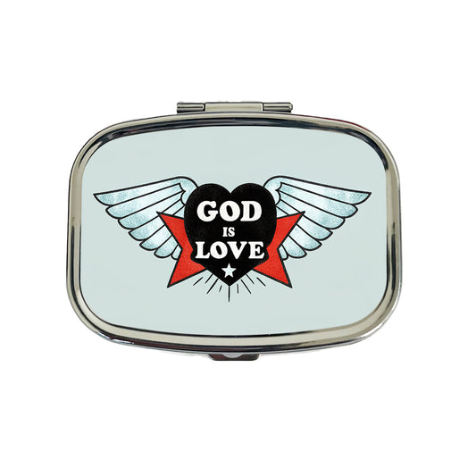 God Is Love Christian Bible Travel Pill Box Case