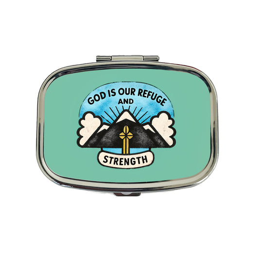God Is Our Refuge And Strength Bible Verse Travel Pill Box Case