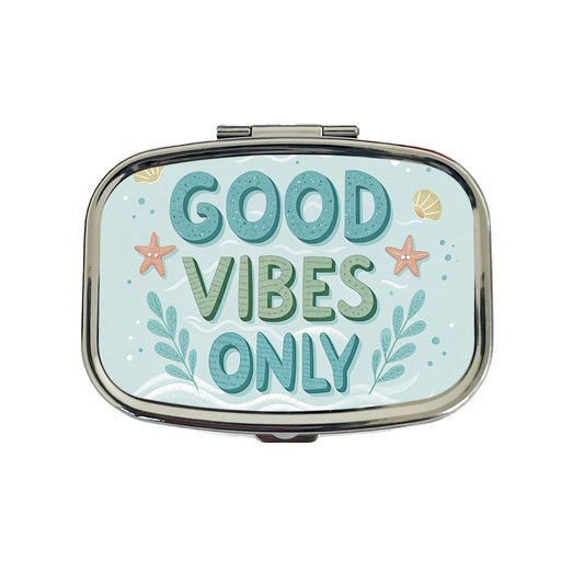 Good Vibes Only Sea Foam Ocean Beach Travel Pill Box Case